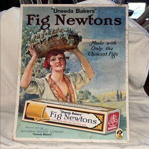 1930's Vintage Uneeda Bakers Fig Newtons Advertisement Poster